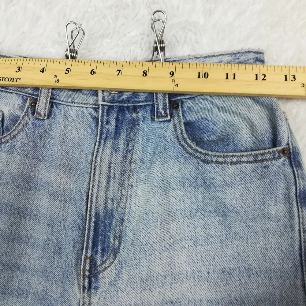 Pacsun‎ Womens Jeans Puddle Wide Leg High Rise Blue Denim Distressed Light 24